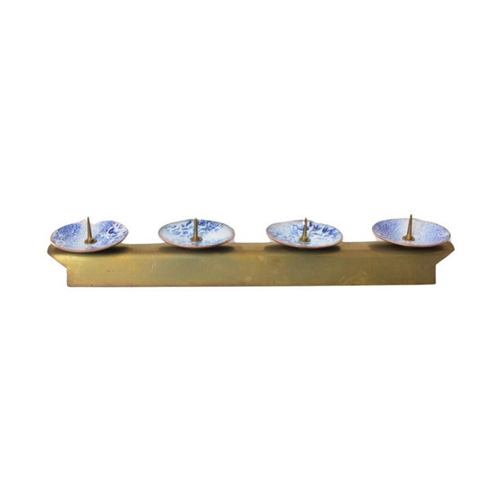 Image 1 of Vintage enameled brass candlestick for Expertic, Germany 1950