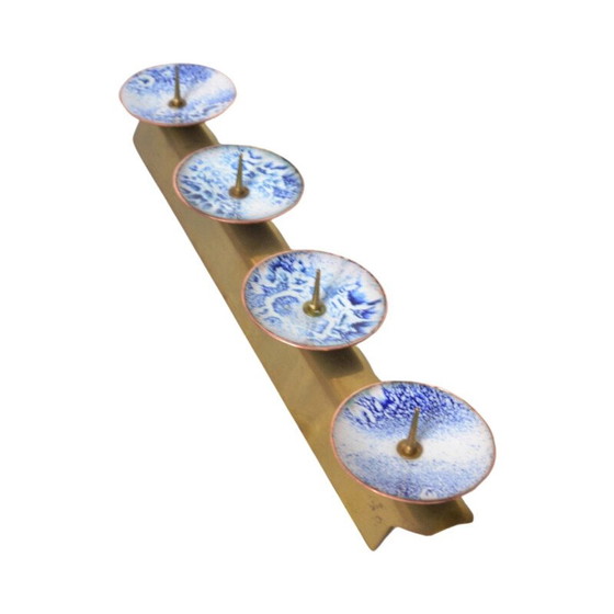 Image 1 of Vintage enameled brass candlestick for Expertic, Germany 1950