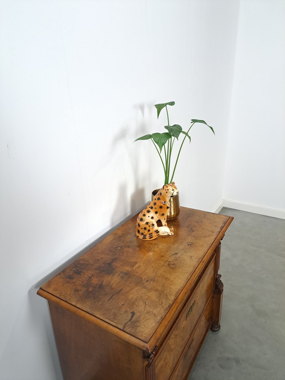 Image 1 of Old burr walnut veneer chest of drawers