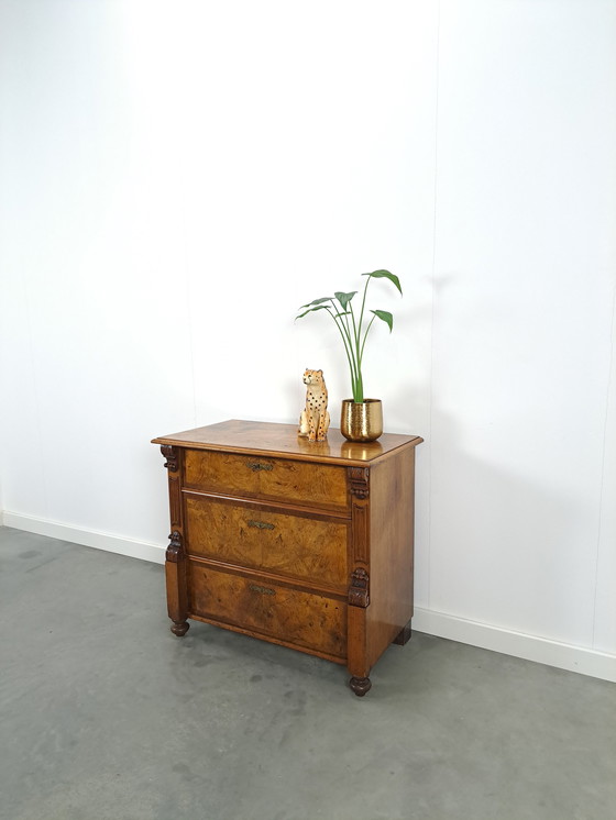 Image 1 of Old burr walnut veneer chest of drawers