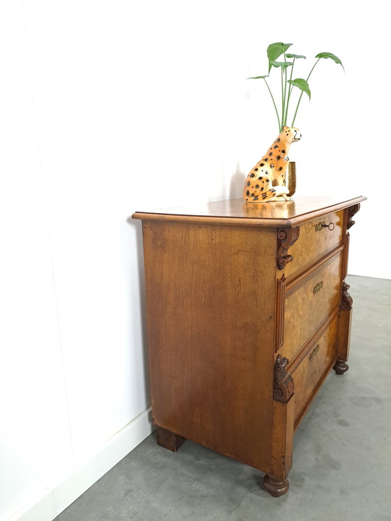 Image 1 of Old burr walnut veneer chest of drawers