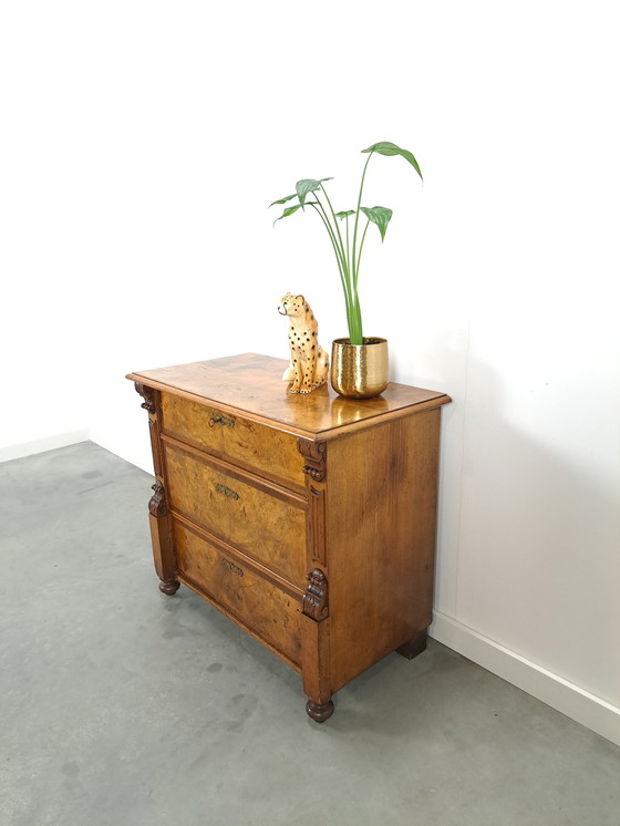 Image 1 of Old burr walnut veneer chest of drawers