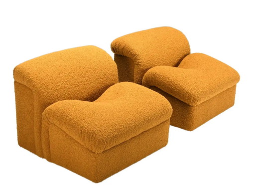 2x MetalArte Bouclé 'Onda' Lounge Chairs