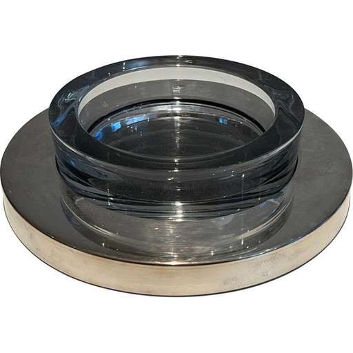 Vintage glass pocket tray resting on a chrome base