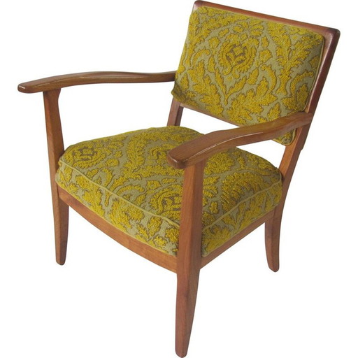 Vintage lady's armchair in yellow, Czechoslovakia 1940