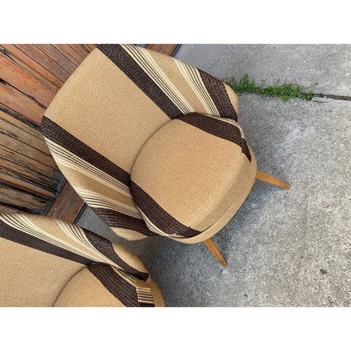 Pair of mid-century armchairs with upholstery, 1950s