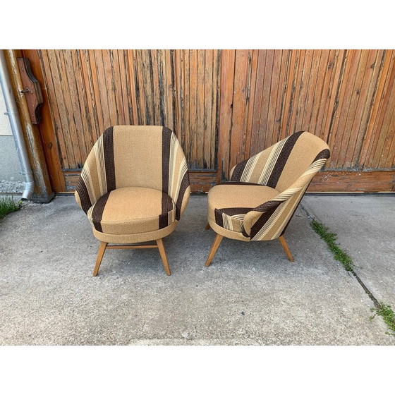 Image 1 of Pareja de sillones de mediados de siglo con tapizado, década de 1950