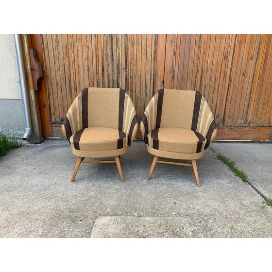 Image 1 of Pareja de sillones de mediados de siglo con tapizado, década de 1950