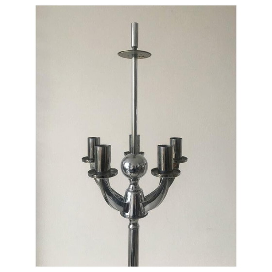 Image 1 of Vintage one foot chrome plated metal floor lamp, 1960