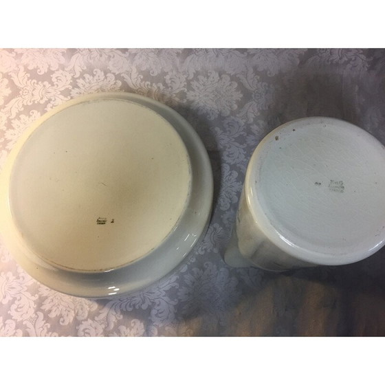 Image 1 of Vintage Art Nouveau white earthenware toiletry set, France 1900