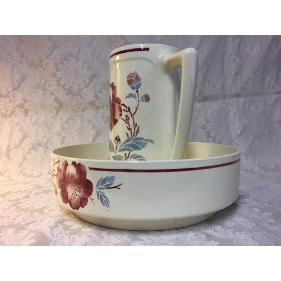 Image 1 of Vintage Art Nouveau white earthenware toiletry set, France 1900
