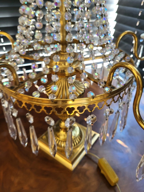 Image 1 of Crystal Table Lamp With Brass Base And Finish And 4 Light Fittings