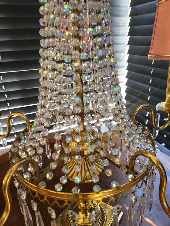 Image 1 of Crystal Table Lamp With Brass Base And Finish And 4 Light Fittings