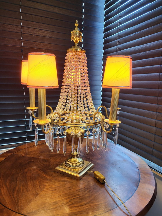 Image 1 of Crystal Table Lamp With Brass Base And Finish And 4 Light Fittings