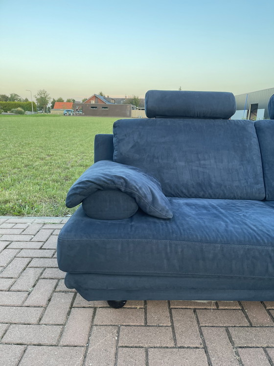 Image 1 of Natuzzi Blue Fabric Corner Sofa