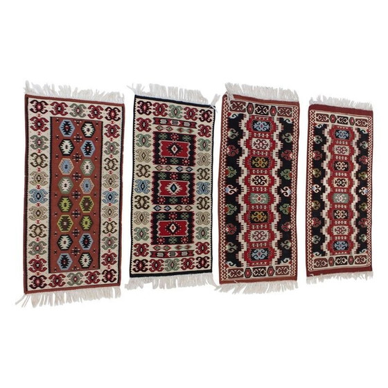 Image 1 of Set di 4 tappeti Kilim vintage in lana, Cecoslovacchia 1960