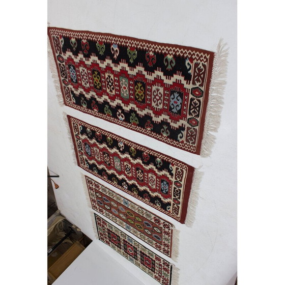 Image 1 of Set di 4 tappeti Kilim vintage in lana, Cecoslovacchia 1960