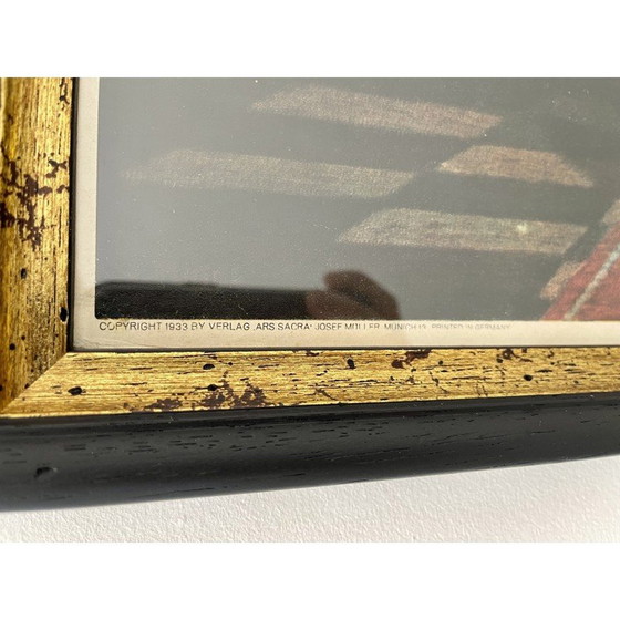 Image 1 of L'Ultima Cena, stampa tedesca cristiana d'epoca, anni '30, incorniciata