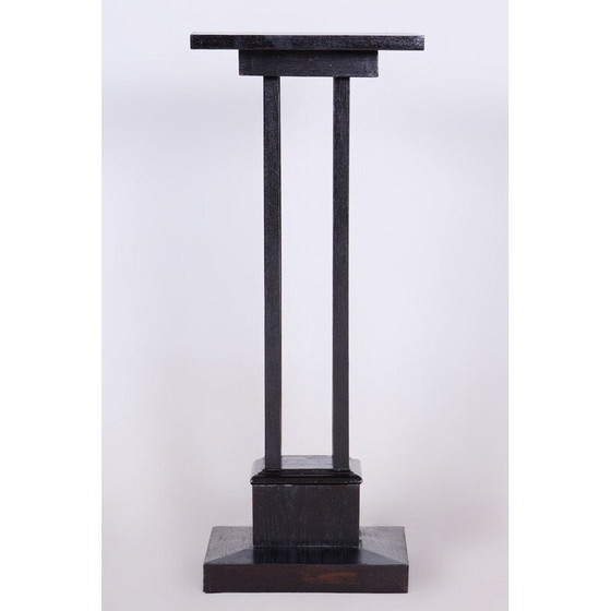 Image 1 of Vintage Art Deco oak pedestal, Czechoslovakia 1920