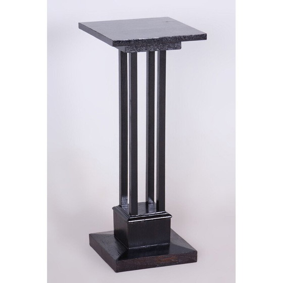 Image 1 of Vintage Art Deco oak pedestal, Czechoslovakia 1920