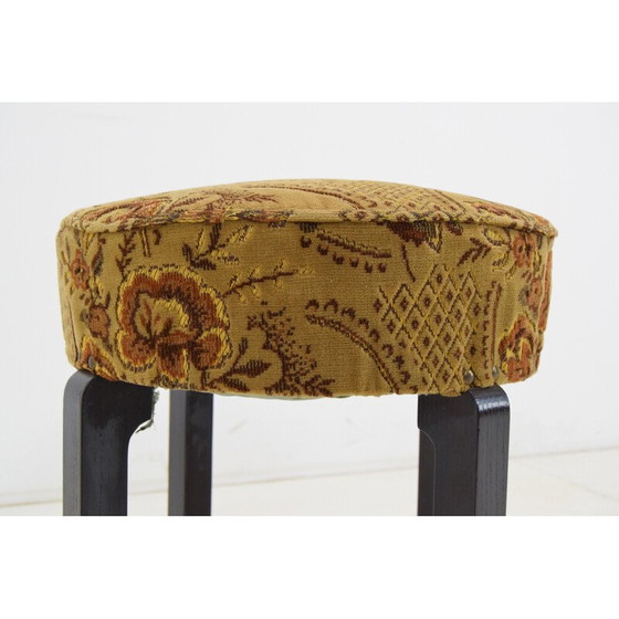 Image 1 of Mid-century fabric and wood footrest, Czechoslovakia 1950s