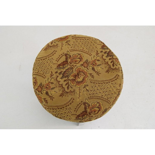 Mid-century fabric and wood footrest, Czechoslovakia 1950s