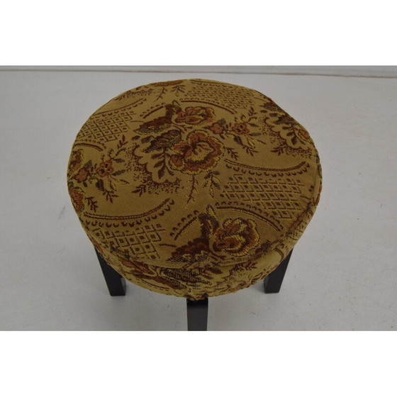 Image 1 of Mid-century fabric and wood footrest, Czechoslovakia 1950s