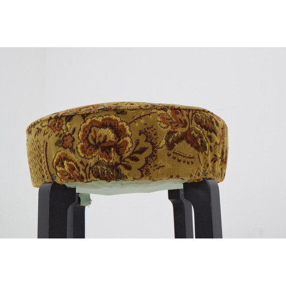 Image 1 of Mid-century fabric and wood footrest, Czechoslovakia 1950s