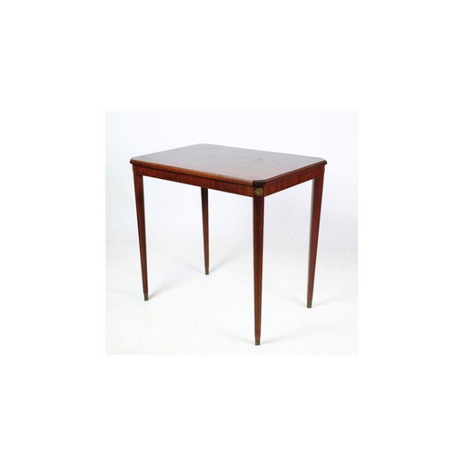 Vintage side table with bronze and light mahogany ornaments, 1920