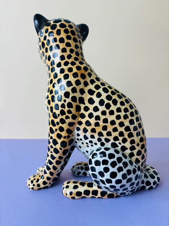 Image 1 of Statua in ceramica di leopardo italiano d'epoca