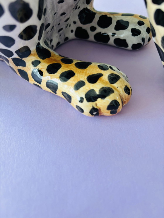 Image 1 of Statua in ceramica di leopardo italiano d'epoca