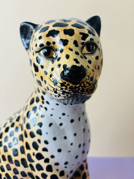 Image 1 of Statua in ceramica di leopardo italiano d'epoca