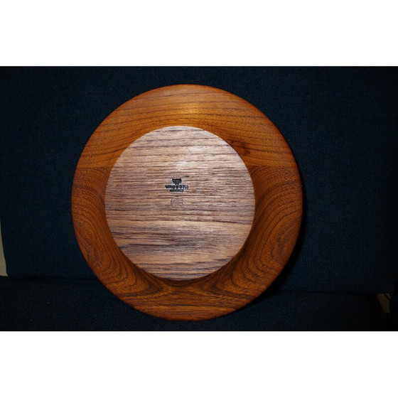 Image 1 of Set of 12 vintage solid teak plates by Wiggers, Denmark 1960s