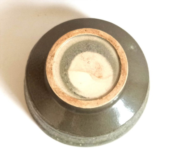 Image 1 of Textured Ceramic Fruit Bowl Khaki 70's Ø 23,5 Cm