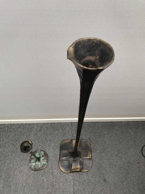 Image 1 of 2 bronze candlesticks by Lothar Klute