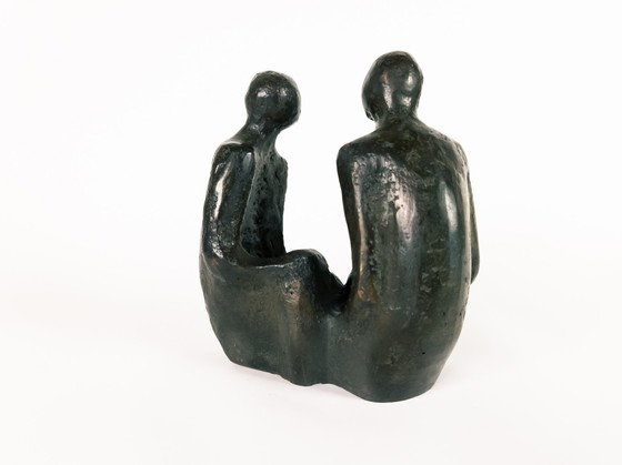 Image 1 of Design néerlandais - Rijkel Dijkstra - Bronze - "2 personnes en bonne conversation" - années 80