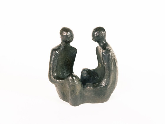 Image 1 of Design néerlandais - Rijkel Dijkstra - Bronze - "2 personnes en bonne conversation" - années 80