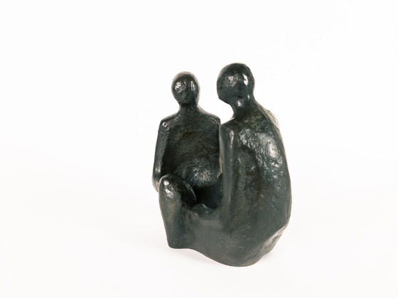 Image 1 of Design néerlandais - Rijkel Dijkstra - Bronze - "2 personnes en bonne conversation" - années 80