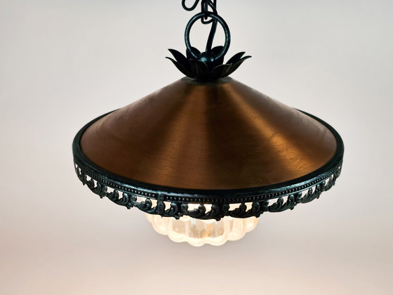 Image 1 of VEB Narva Leuchtenbau Lengeveld - hanging lamp - copper - glass - East Germany - 70's