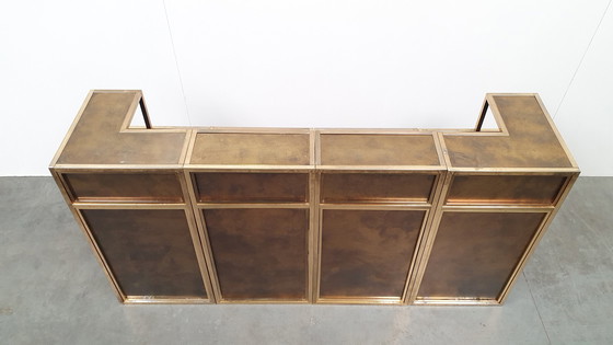 Image 1 of Brass modular regency bar Maison Jansen France 1970s