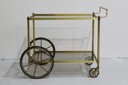 Vintage serving trolley, brass smoked glass - 1970s 