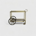 Vintage serving trolley, brass smoked glass - 1970s 