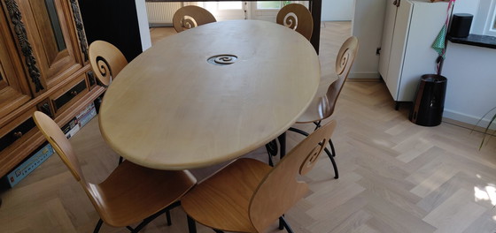 Image 1 of Design dining table Maroeska Metz with 6 violin chairs