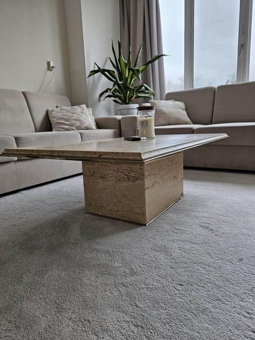 Travertine marble coffee table