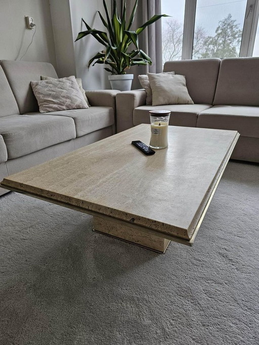 Travertine marble coffee table