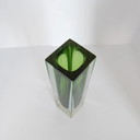 Vintage Small Geometric Vase in Green "Sommerso" Murano Glass, Flavio Poli Style