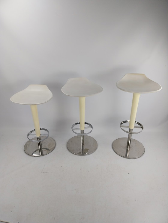 Image 1 of 3 Arper height-adjustable white stools 