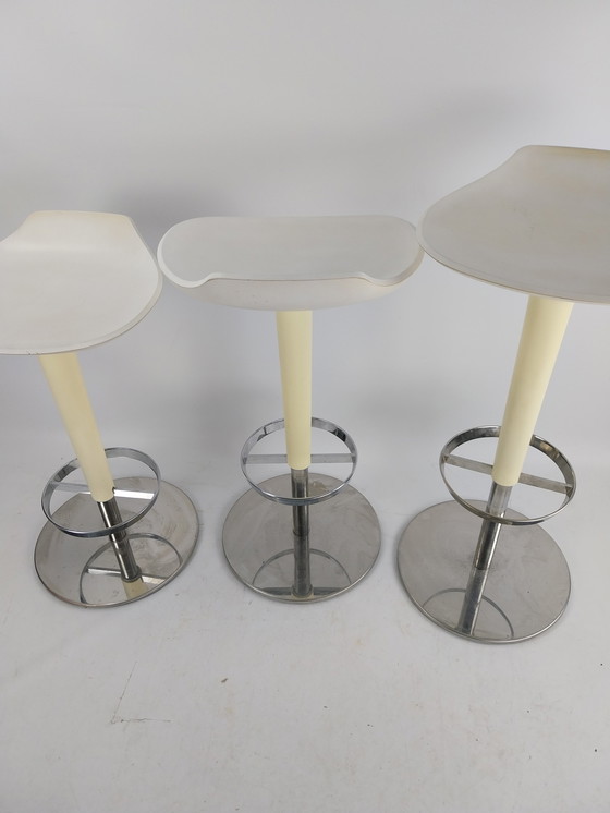 Image 1 of 3 Arper height-adjustable white stools 