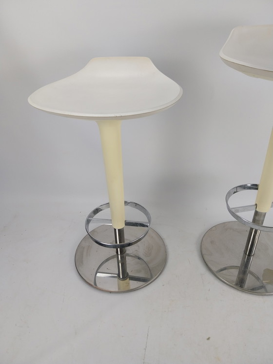 Image 1 of 3 Arper height-adjustable white stools 