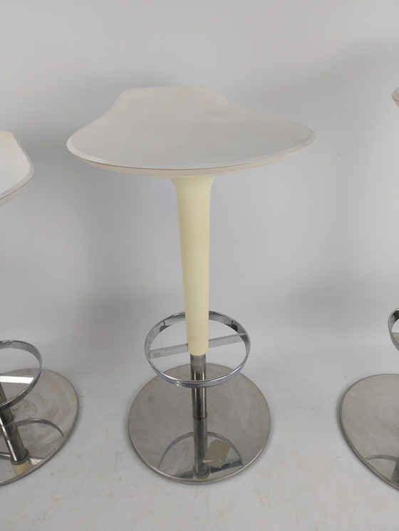 Image 1 of 3 Arper height-adjustable white stools 